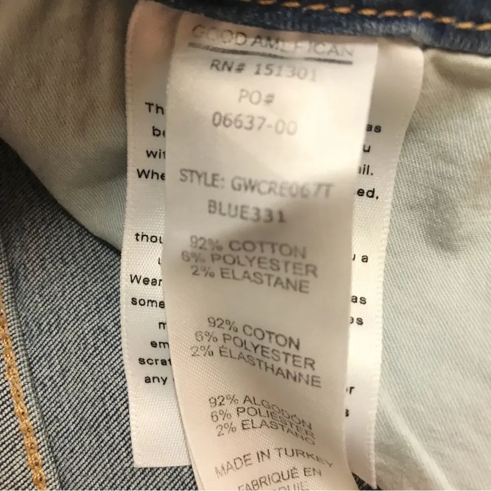GOOD AMERICAN Good Waist Crop Skinny Jean High Rise‎ Raw Hem Size 0 25 New